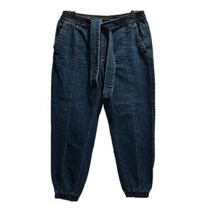 American Eagle Denim Jeans Jogger Style Elastic Waist Tie Sz Medium